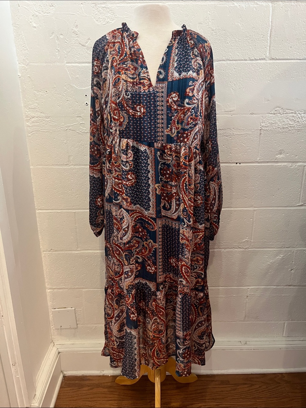 Umgee Blue and Rust Paisley Dress